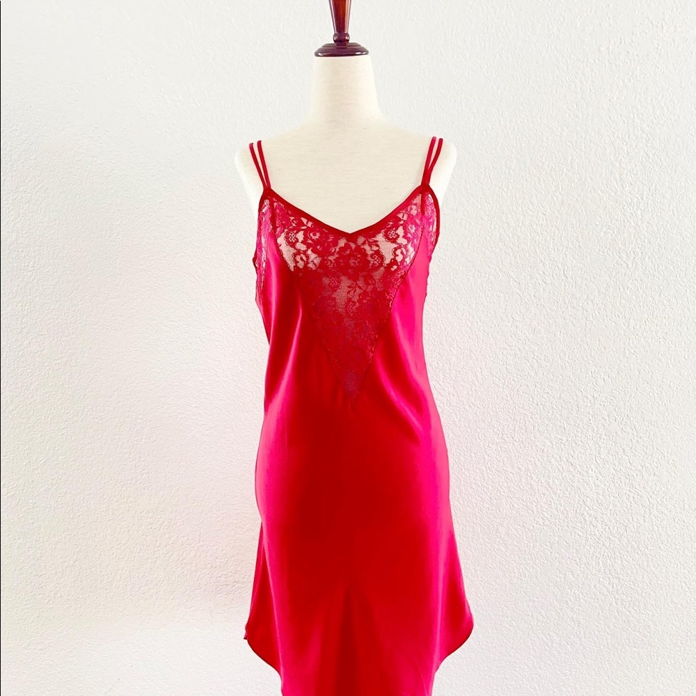 Vintage Gold Label Victoria Secret Red Slip